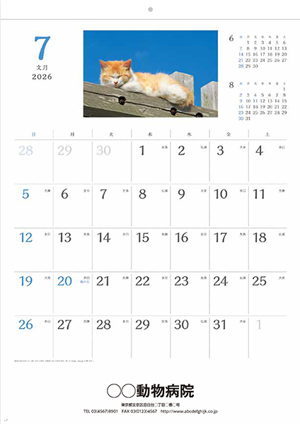 ペットのカレンダー屋さん　2026年名入れカレンダーSB-170猫さんぽ