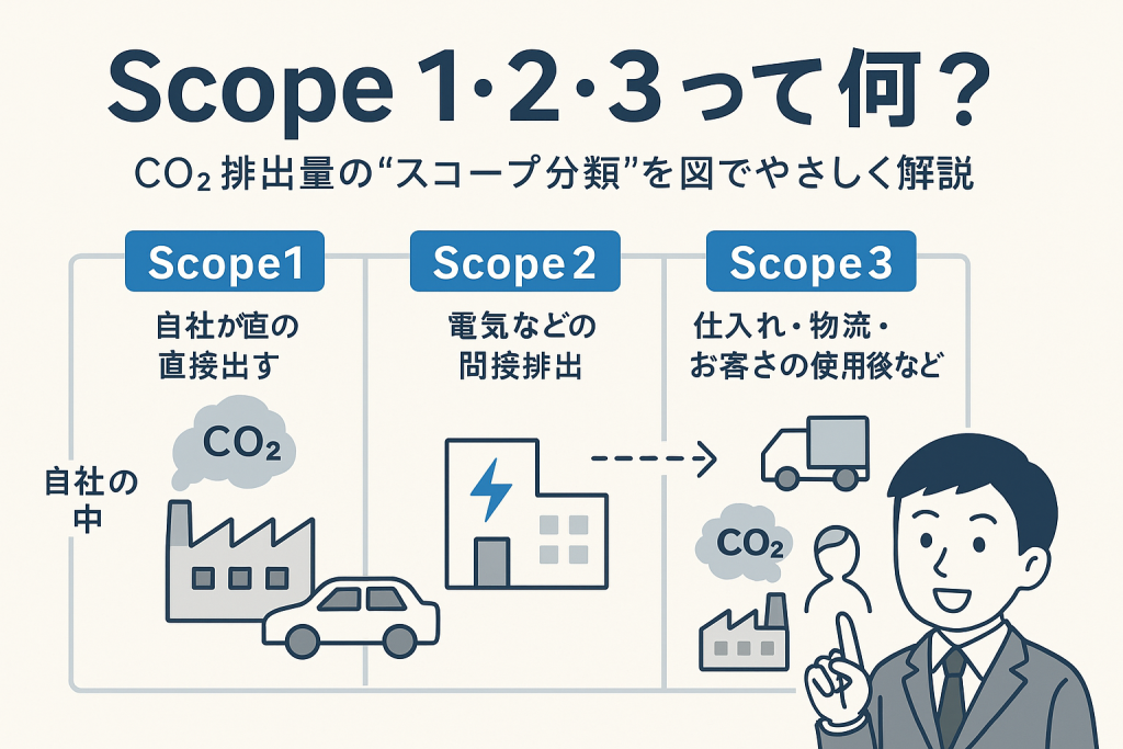 Scope1・2・3って何？ CO₂排出量の“スコープ分類”を図でやさしく解説